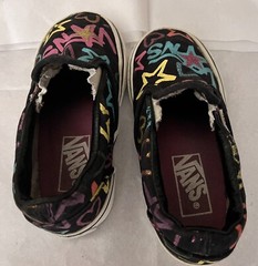 VANS Classic Slip-On Graffiti Glitter Hearts & Stars, Black 7.5 Toddler & Infant