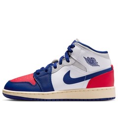 Nike Air Jordan 1 Mid GS Rare Air White Red Blue DQ8423-102 sz 6Y = 7.5 Women’s