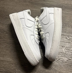Nike Air Force 1 Low Top Athletic Sneaker 7Y White Leather Lace-Up