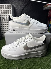 Nike Air Force BOYS1 Low White Black Metallic Silver (GS) CZ4206 100 6.5Y