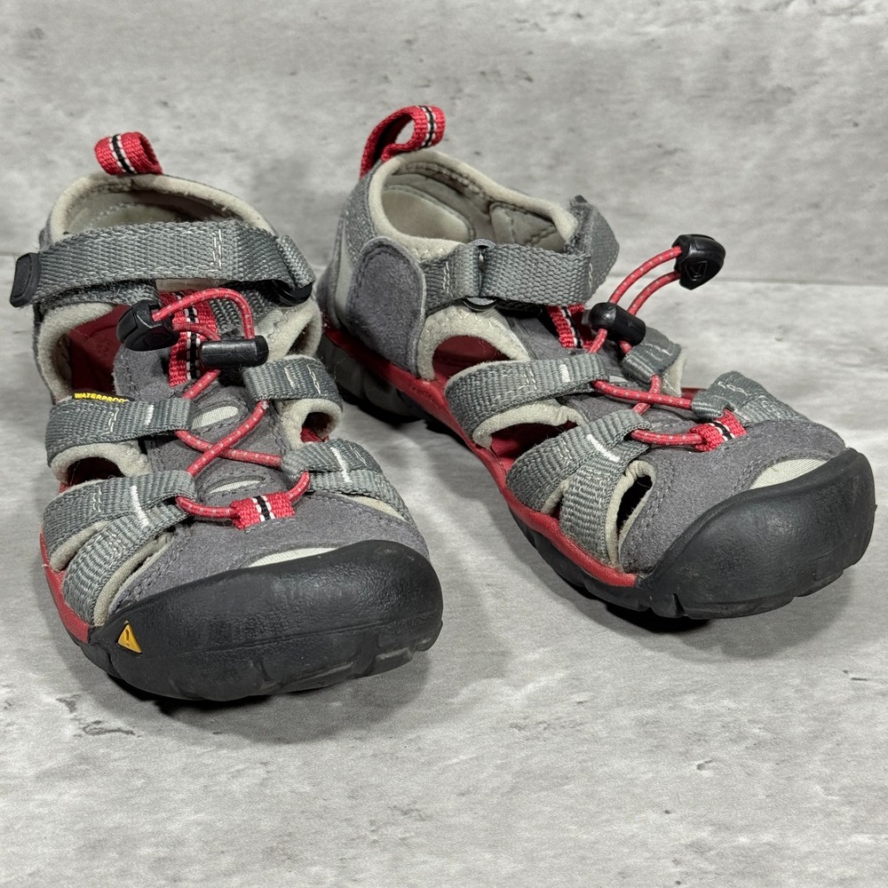 Keen Whisper Hiking Sandals Gray Drawstring Hook & Loop Strap Kids Size 12
