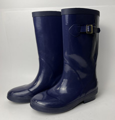L.L.Bean Kid’s Wellie Rain Boots Size 3 – Navy Mid‑Calf Waterproof Rubber