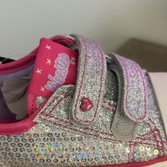 Weestep L Top Paillette-S Low Top Hook & Loop Glitter Sneaker Silver US 8