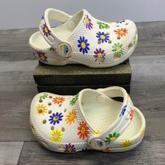 Crocs Toddler C5 Classic Clog White Multi Color Daisy Floral Print 207345