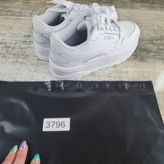 PUMA Karmen II IDOL Kids Shoes Sz 4.5 White Silver Platform Lace Up Sneakers