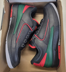 Nike Air Jordan 2 Retro Low GS „Christmas“ Black Red Green Youth Sz 6 FJ6869-006