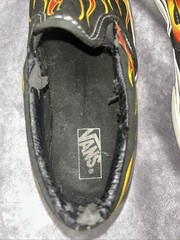Vans Classic Slip-On Flame Print Kids Size 3 Skate Shoes Black Red