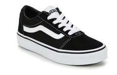 Boy’s Girl’s Vans Youth Ward Sneakers Skate Shoes Size 3 Black Canvas Suede NEW