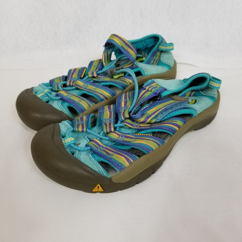 KEEN Waterproof Hook and Loop Canvas Strap Suede Multicolor Sandals Size 4 ~4358