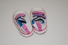 Converse All Star White Pink Purple Low Tops Sneakers Shoes Size 8Y Hook & Loop