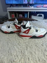 Air Jordan 4 Retro Red Cement sneakers white leather with red and black accents