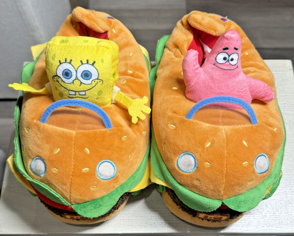 SpongeBob & Patrick Patty Wagon Plush Slippers Size 6 Unisex Kids