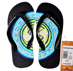 Quiksilver Kid’s Flip Flops Size 13 NWT Molokai Art Blue Black Lime Graphic
