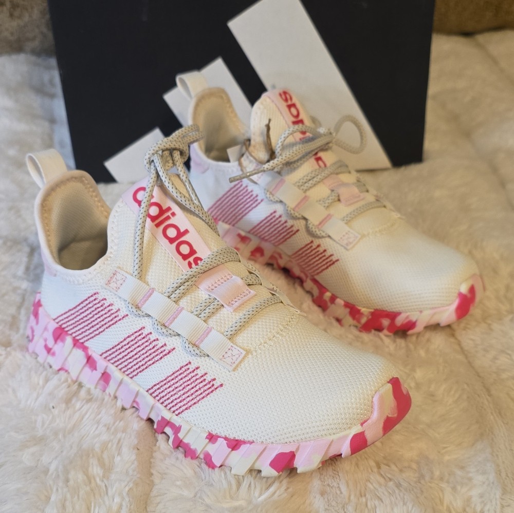 adidas Kaptir Flow K White/Pink Mesh Low Top Unisex Kids Sneakers US 4