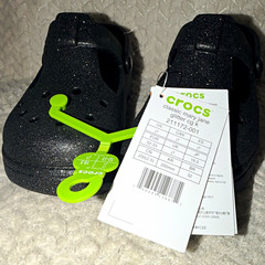 Crocs Classic Mary Jane Glitter Black Sandal Slip On Unisex Kids US 1 J1