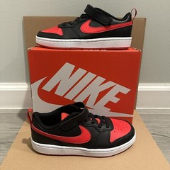 Nike Court Borough Low 2 Pre-School Kids (Size 3Y) Black/Red (BQ5451 007)