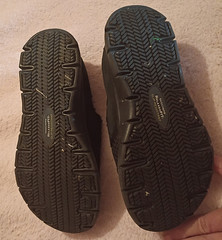Black slip-on Skechers RelaxedFit Memory Foam shoes, unisex youth size 5