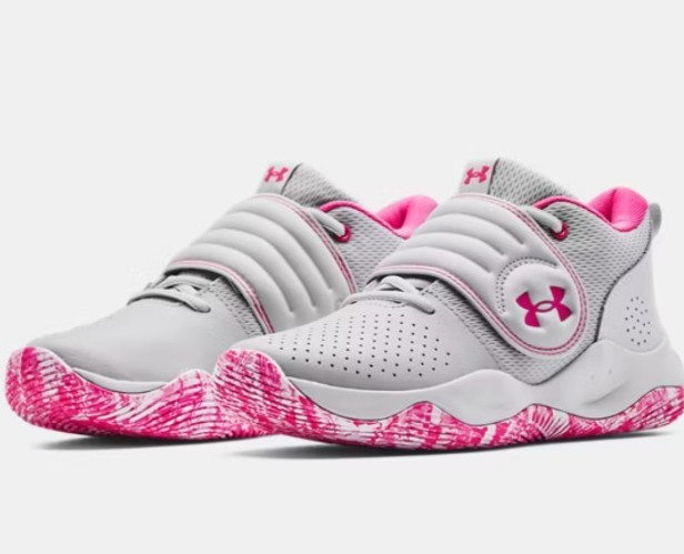 UNDER ARMOUR BB ZONE BASKETBALL BIG KIDS/YOUTH [SIZE 7Y/WOMEN 8.5] GREY/PINK