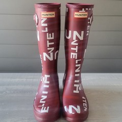 Hunter Original Kids Exploded Logo Print Tall Rain Boots US 4B / 5G EU 36 NWOT