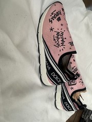 Dolce & Gabbana Exclusive Unisex Kids Pink Graffiti Slip-On Sneakers US 1 EU 32