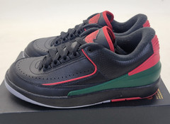 Nike Air Jordan 2 Retro Low GS „Christmas“ Black Red Green Youth Sz 6 FJ6869-006