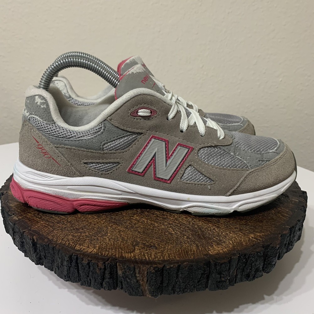 New Balance KJ990GPG Kids size 7 Grey Pink Running Athletic Shoe Sneakers *FLAWS