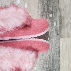 Birkenstock Kaprun Braid Clogs 9 Narrow Inuit Pink Wool Felt Slip On Slipper