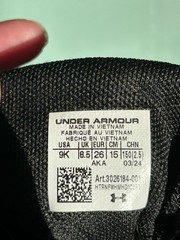 Under Armour Kids Hook & Loop Athletic Sneakers Black/White 9K 3026184-001