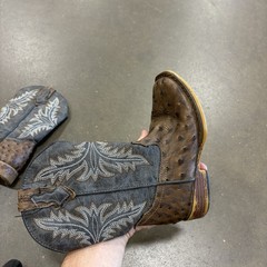 Roper Bumps Ostrich Print Embroidered Square Toe Pull On Cowboy Youth Boys 11