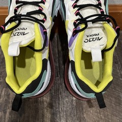 Nike Air Max 270 React Shoes Youth Size 6.5Y White Yellow Purple BQ0103-101