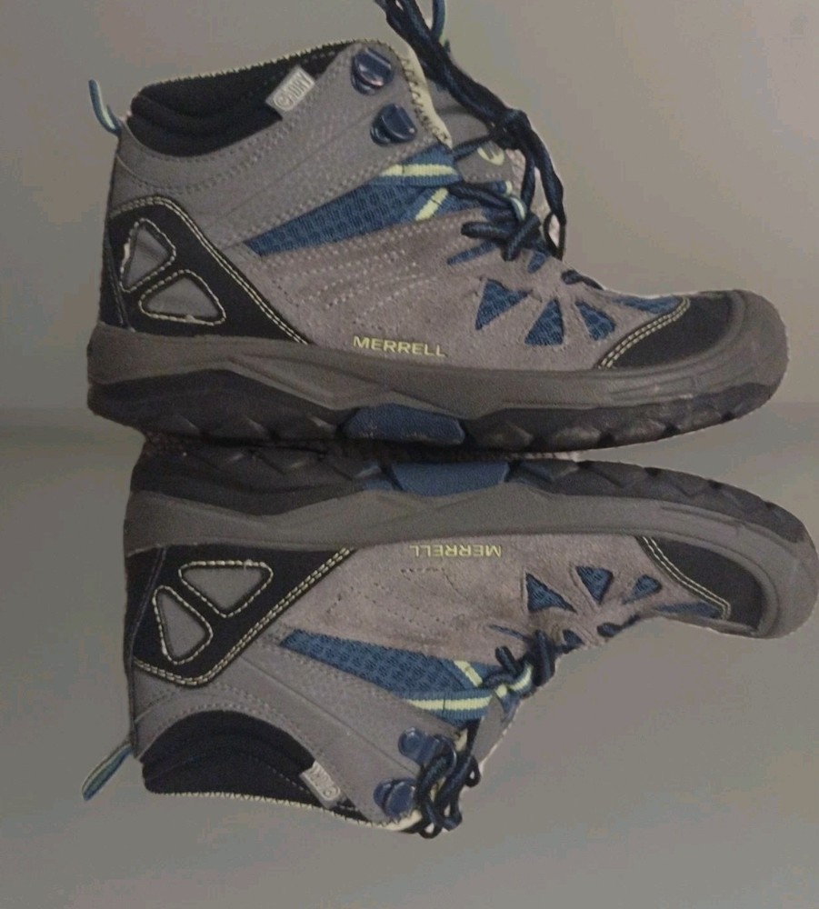 Merrell Capra Mid Lace Up Waterproof Big Kids Hiking Boots Sz 2.5 M Excellent