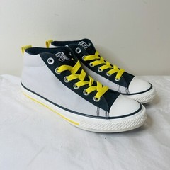 Converse All Star Junior Size 6 Mid Top Shoes Gray, Black, Yellow EUC