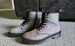 Dr. Martens 1460 Kids Combat Boot Glitter Multicolor Lace-Up Size 2
