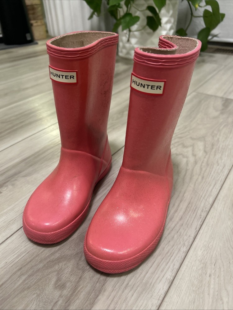 Hunter Kids First Classic Starcloud Rain Boots, Size 10 Pink Sparkle