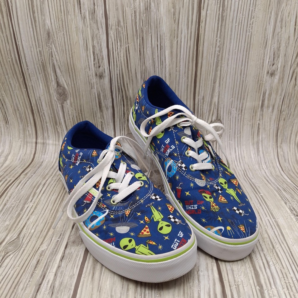 Vans Authentic Shoes Youth Size 6 Blue Alien Pizza Canvas Low Top Skate