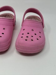 Crocs Classic Faux Fur Lined Clogs Slip On Youth Bright Pink Size J1