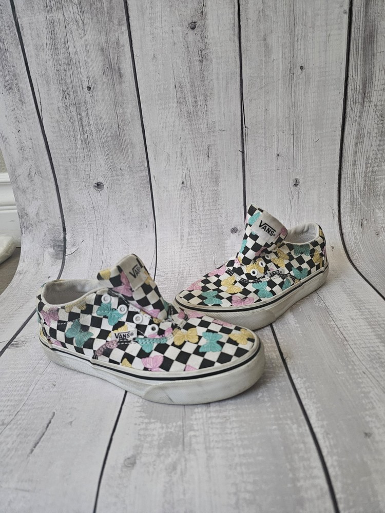Kids Vans Size 1 Multicolor Butterfly Checkers