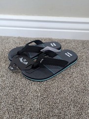 Size 4 Kids Billabong All Day Theme Boy Charcol Grey Flip Flop Slip On Sandals