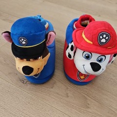 Paw Patrol Marshall & Chase Toddler Boy Size 11-12 Slip-on Slippers