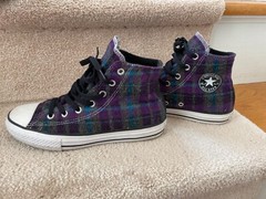 Converse chuck taylor All Star High Top Flannel Plaid Blue big kids size 4 EUC