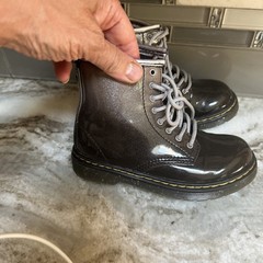 Dr. Martens Boots Big Kids Size 3 Black Patent Leather Lace-Up Combat Zipper