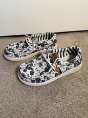 Hey Dude Wally Disney Mickey Mouse Graphic Print Canvas Slip-On Gray Size J2