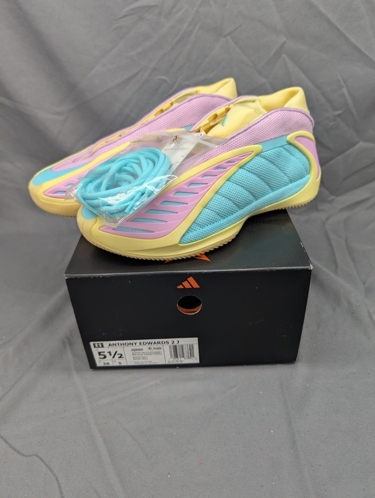 New Adidas AE 2 J Easter GS Sz 5.5Y Anthony Edwards 2 JQ9505 Pastel NBA Ant Man