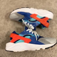 Nike Air Huarache Run GS Lightning Blue Orange Youth 6Y Womens 7.5 704943-003