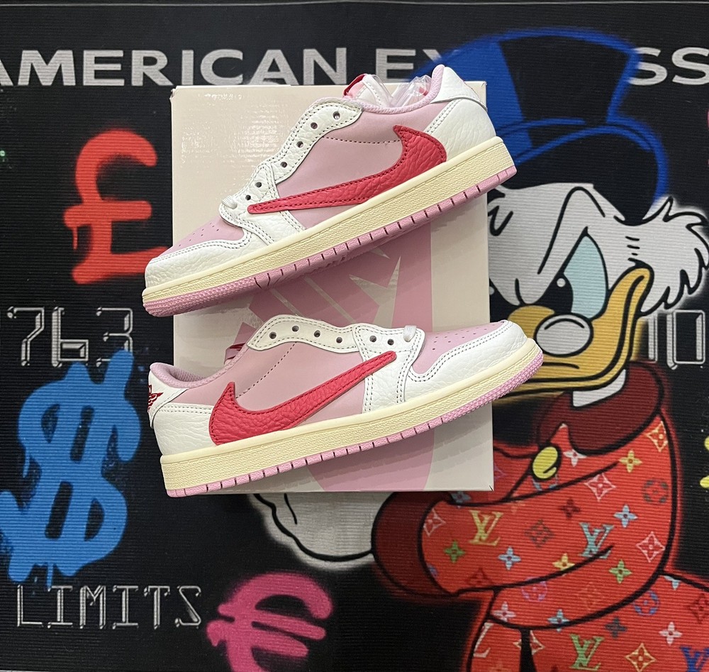 Air Jordan 1 Low SP Travis Scott (PS) Shy Pink-Tropical Pink IQ7605 101 Size 2Y