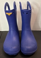 CROCS Blue HANDLE IT Rubber Boots Kids Junior Size 2