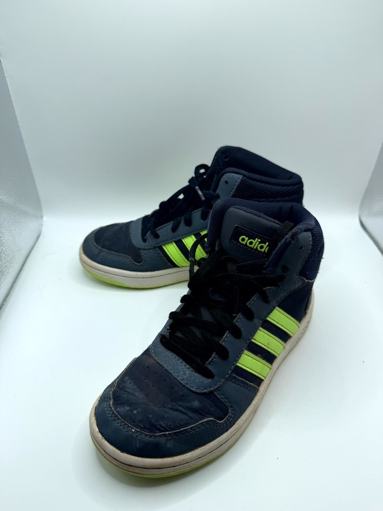 Adidas Hoops Mid 2.0 K FW3157 Kids 2 Sneaker Navy Neon Green Basketball Shoes