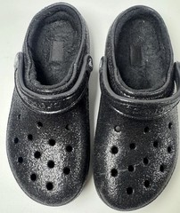 Crocs Classic Unisex Black glitter Clog Casual Shoes Adjustable Strap US 8