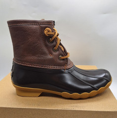Sperry Saltwater Classic Leather Duck Boots Brown Waterproof Casual Boots SZ 1
