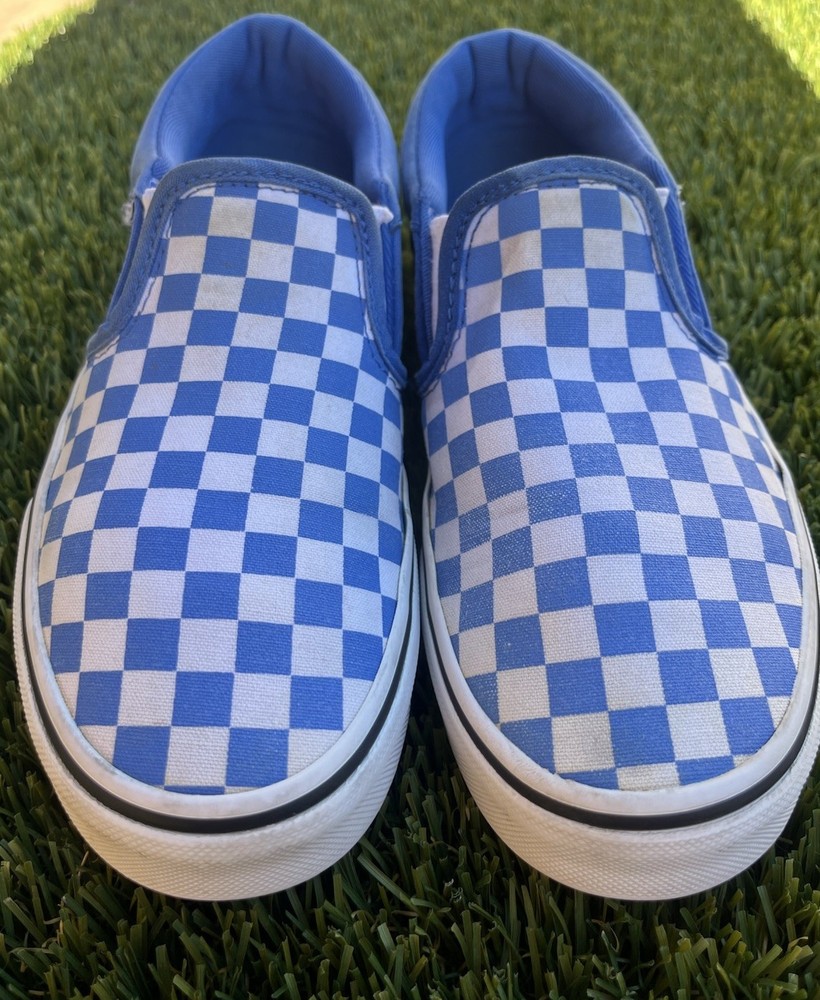 VANS Off The Wall Slip-On Blue/White Checkered Shoes , Youth Size 5 /Women’s 6.5